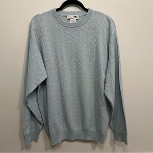 Men's Light Blue Crewneck Sweater Old Money Tennis Preppy Knit Country Club